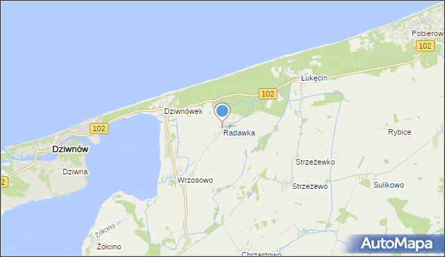 mapa Radawka, Radawka na mapie Targeo